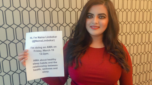 Photo of Dr Naina Limbekar's Reddit AMA "proof" photo on Twitter