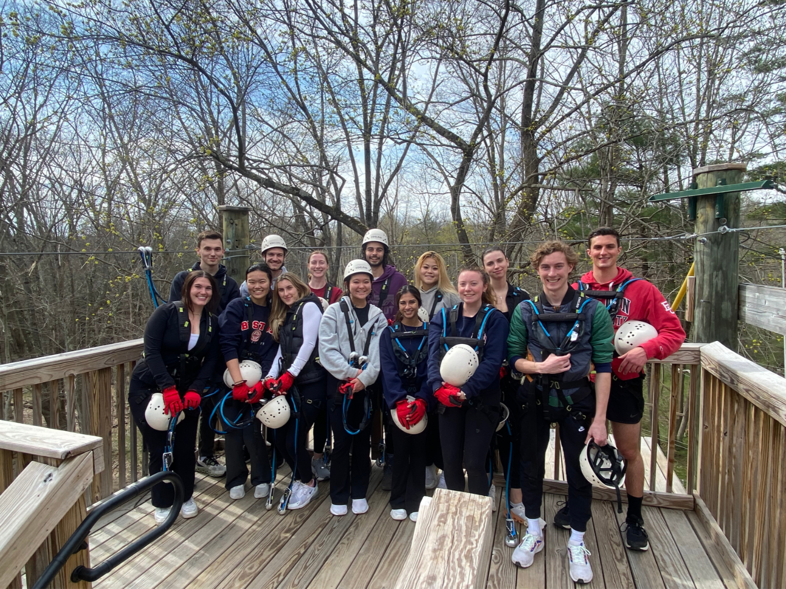 Group of students at a zipline outing