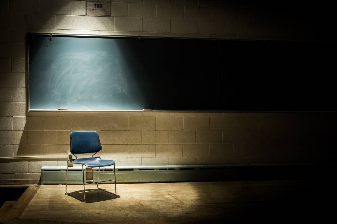 Empty chair in classroom