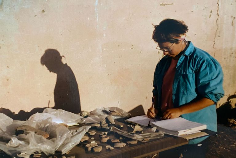 BU archaeologist Andrea Berlin in the field