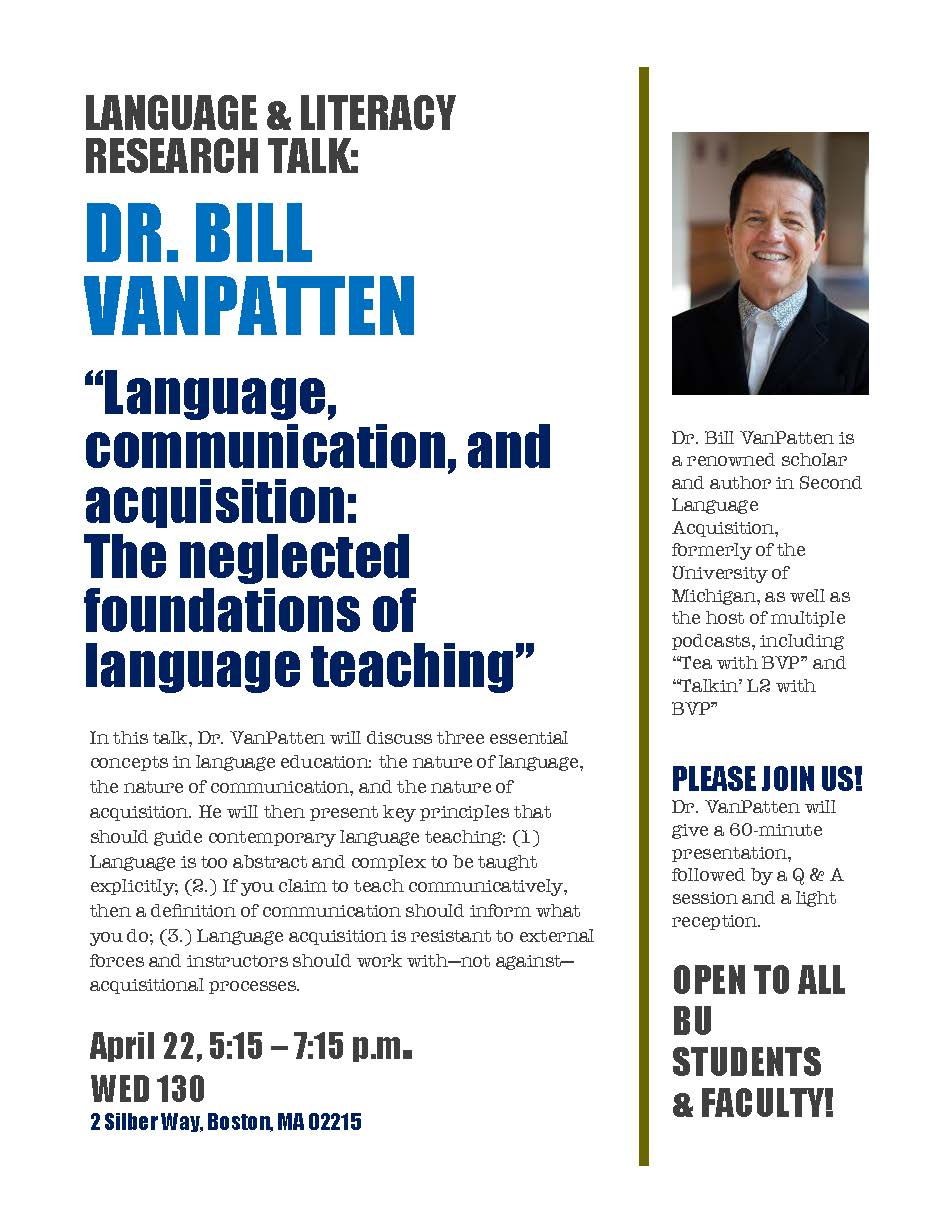 Bill VanPatten: The Neglected Foundations of Language Teaching | Romance  Studies