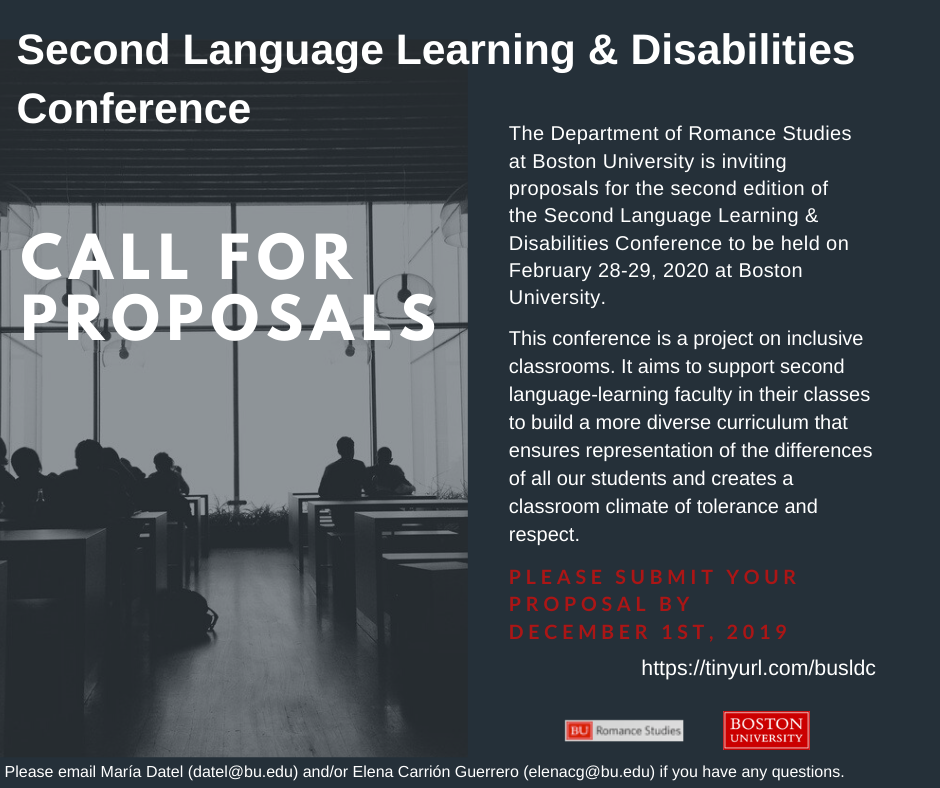Call for Papers BU Second Language Learning & Disabilities Conference