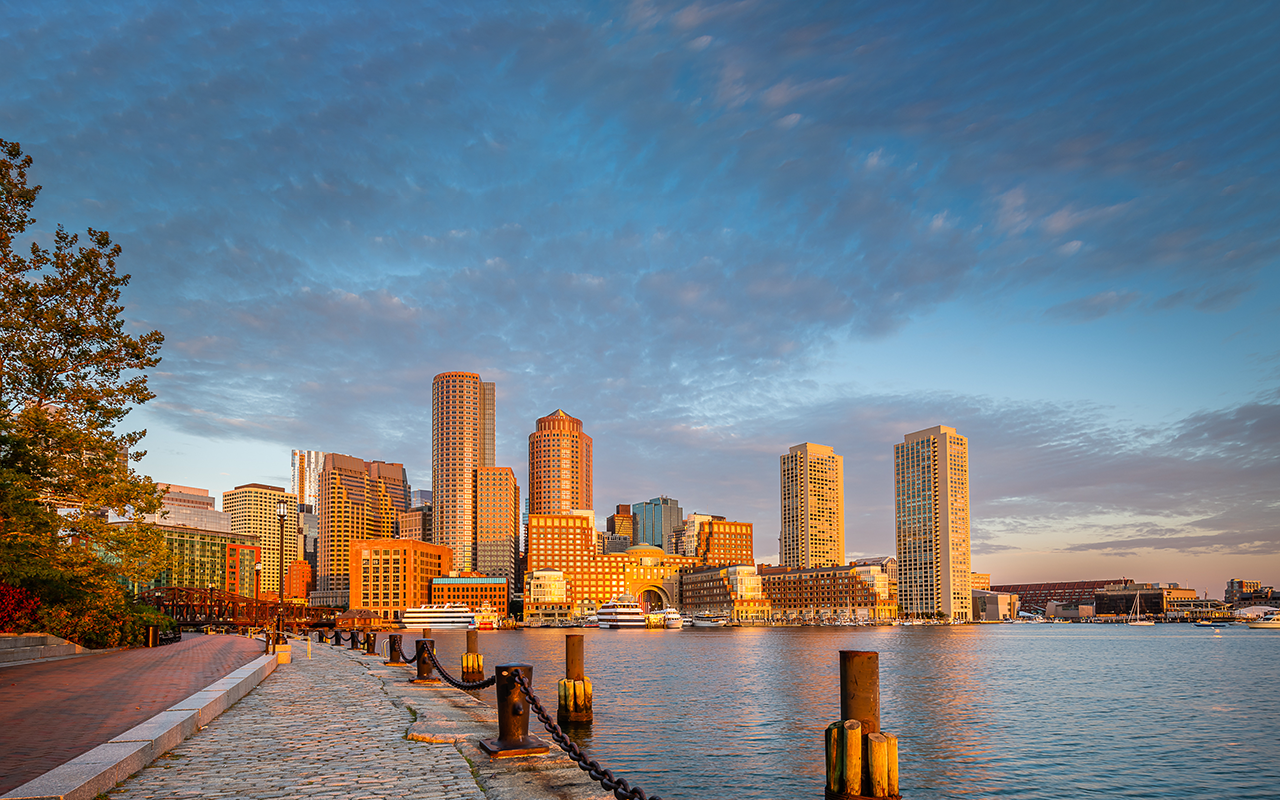 Boston skyline in the evening