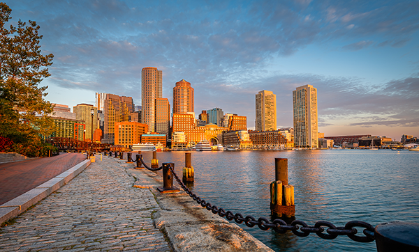 Boston skyline in the evening