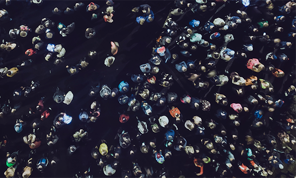 Picture of a crowd from above