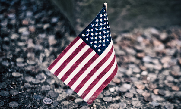 Mini US Flag in the ground