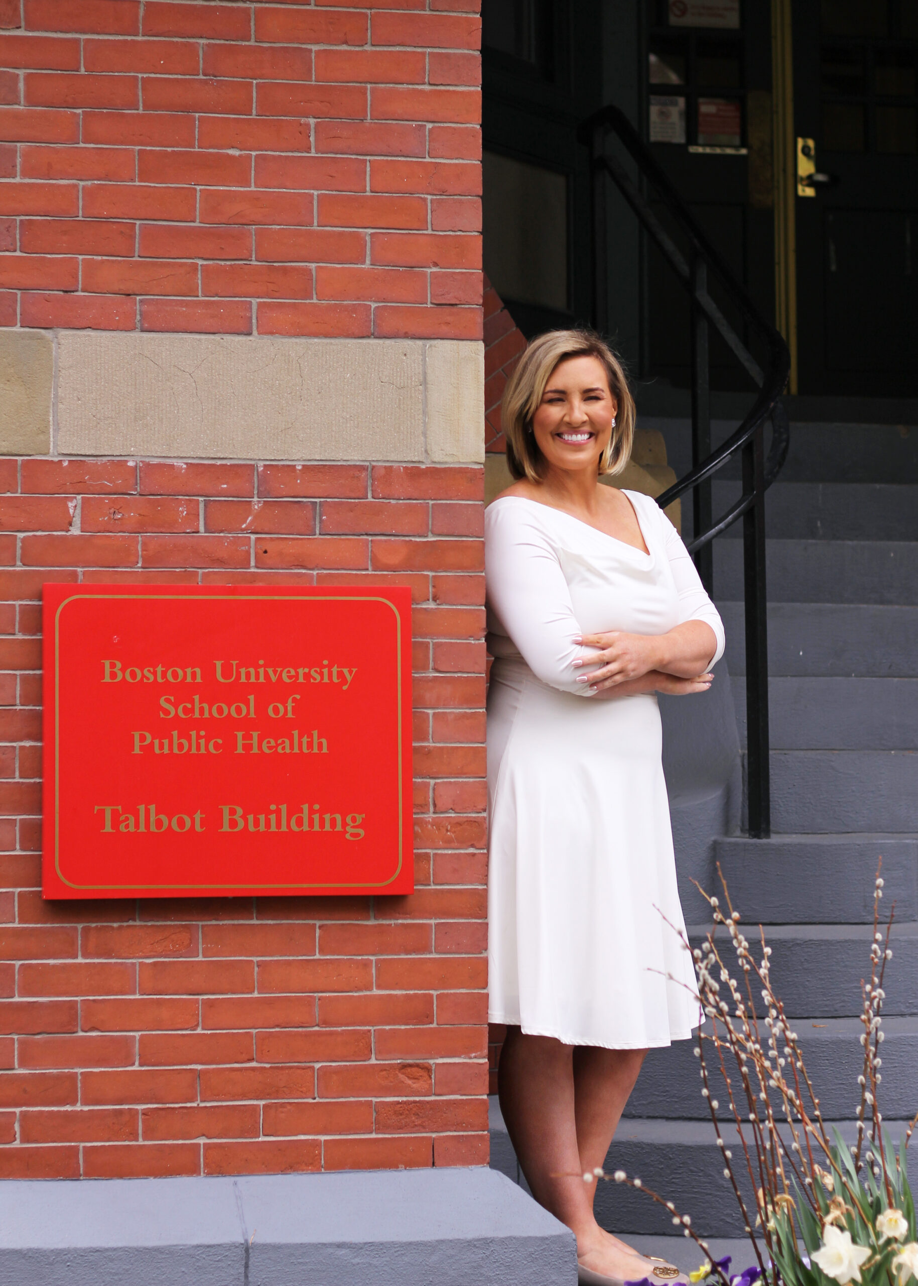 Danielle Chaplick in front of the Talbot Building