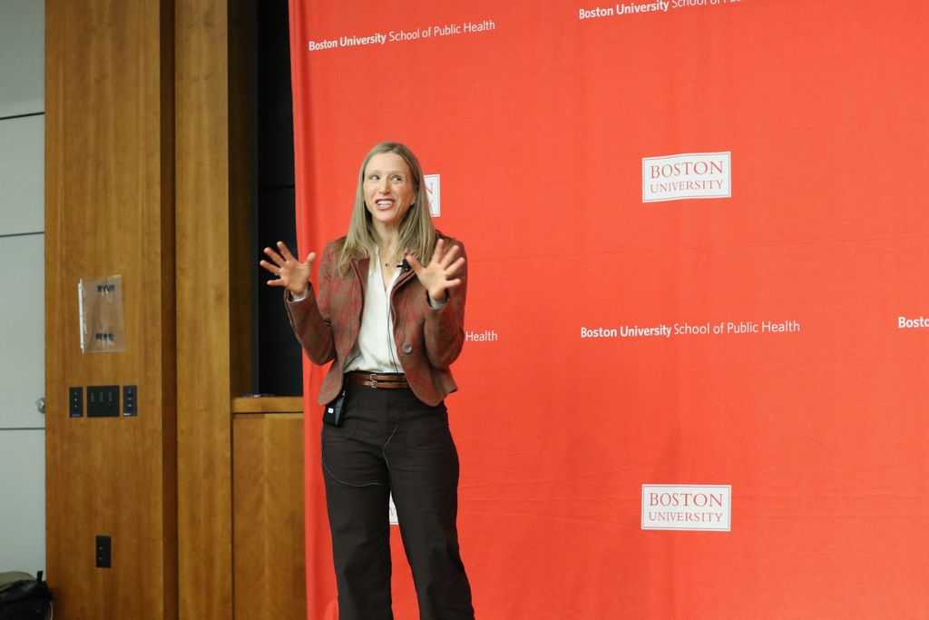 Audrey Hendricks speaks at the 2024 Biostatistics Distinguished Alumni Award