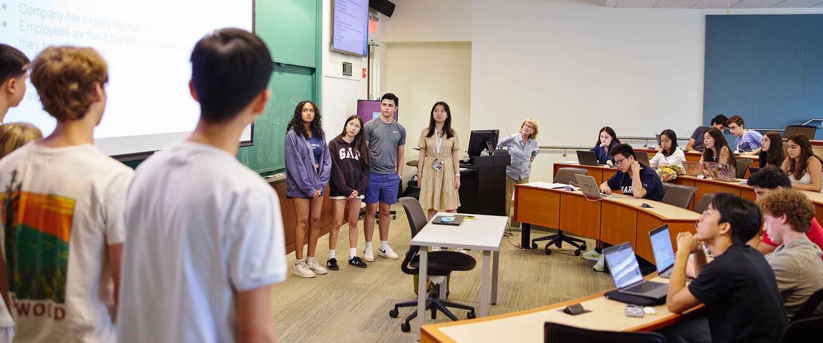 An animated class room at Boston University