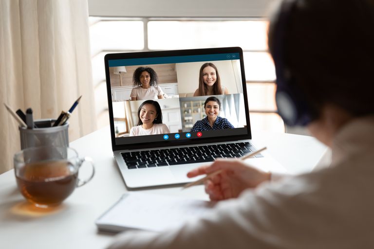 Person using a laptop for a video conference