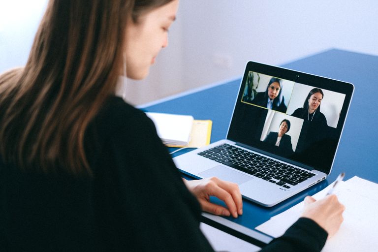 Person using a laptop to video chat