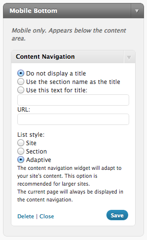 Content Navigation Widget