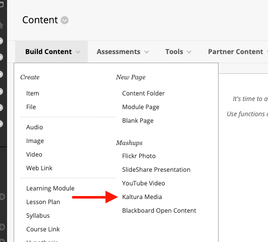 add kaltura media to blackboard