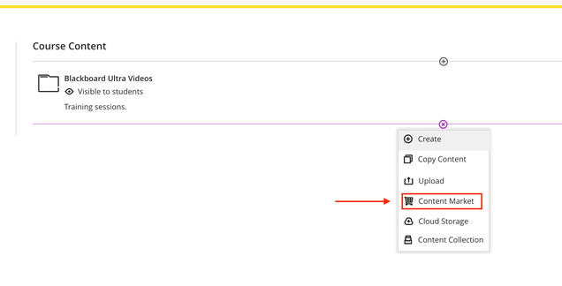 add content market items to Blackboard Ultra