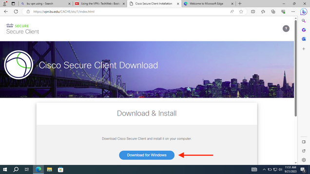 Click the center button "Download for windows"