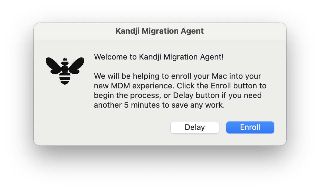 Screenshot of Kandji Migration Agent welcome screen