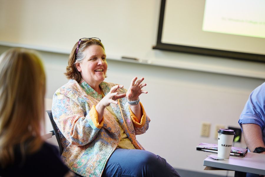 Leslie Dietiker speaking at accepted students day