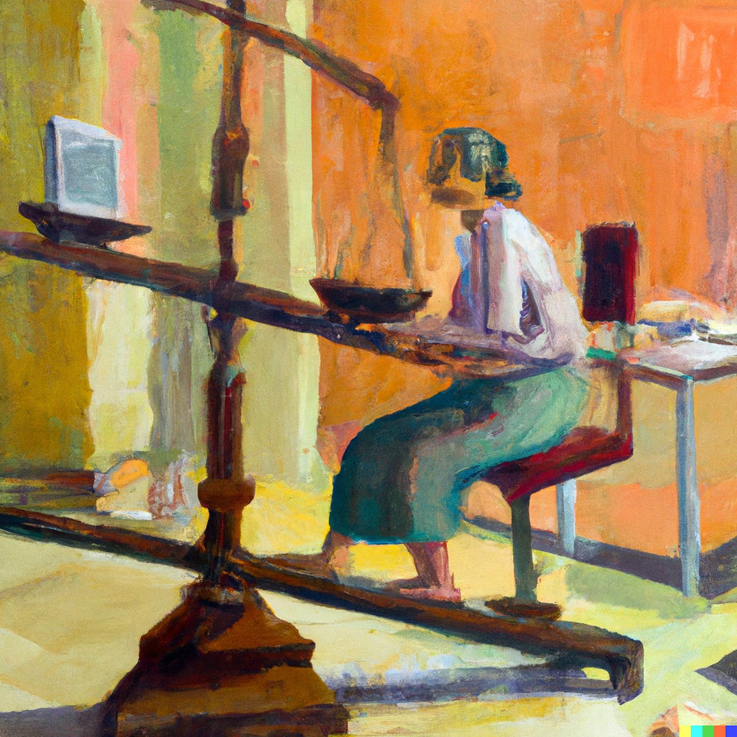 AI painting of women at desk