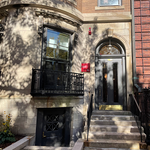 Front view of Fisk House, a Bay State Road residence hall brownstone.