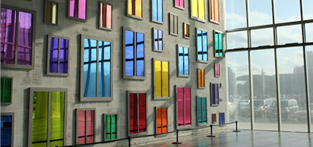 ICA museum in Boston, with colored glass windows